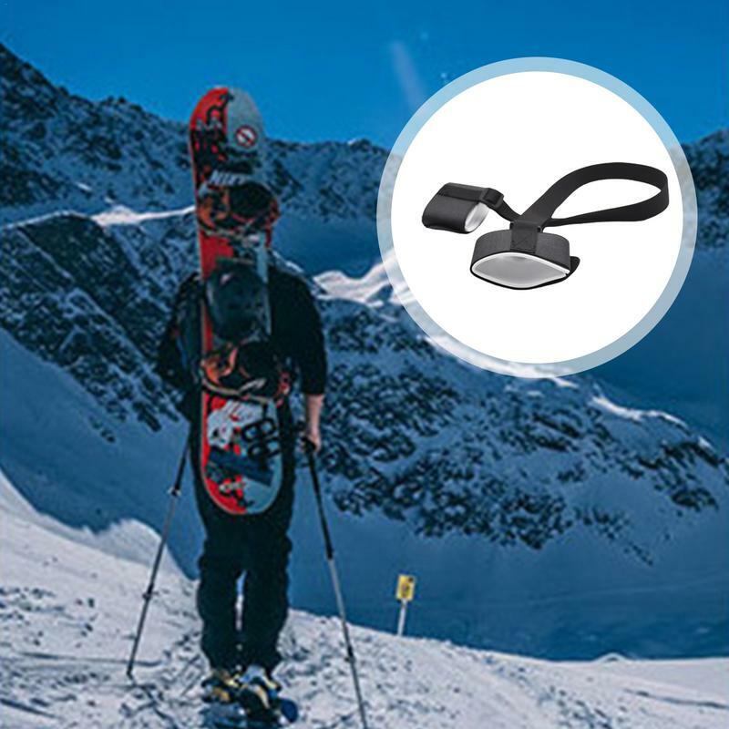 Tali Ski dan pembawa tiang, tali bahu dapat dilipat untuk transportasi papan salju Ski, tali pengikat untuk Ski, mendaki luar ruangan
