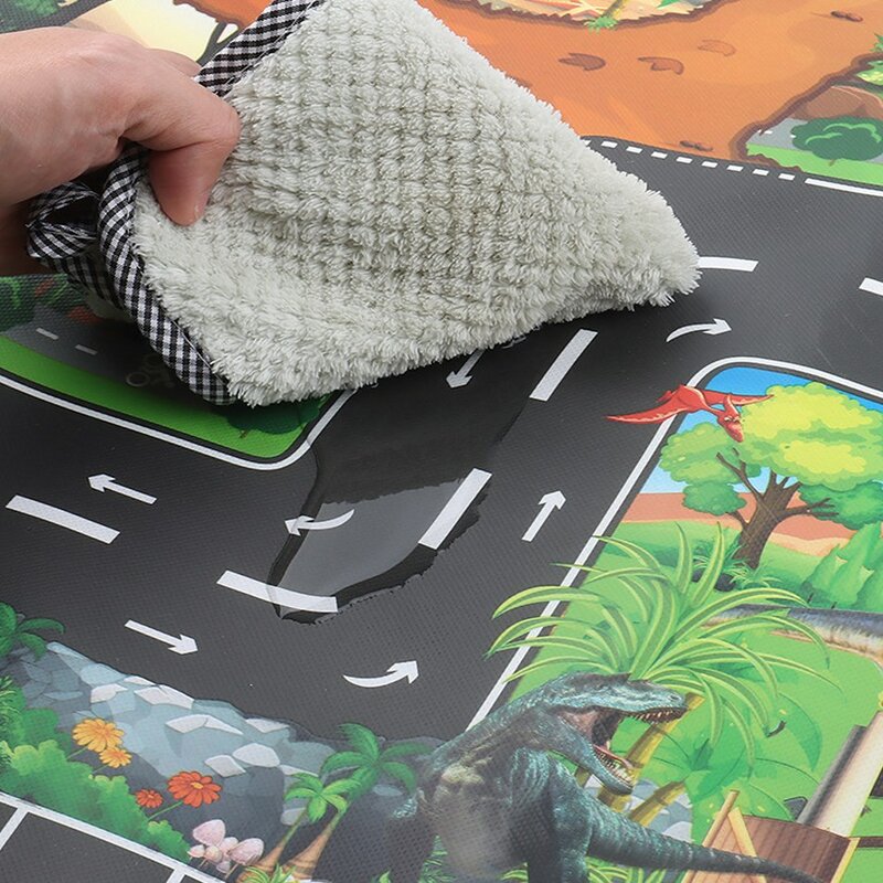 Mapa de coche de tráfico de dinosaurios de zoológico para niños y niñas, tapetes educativos para bebés, alfombra de juego de dibujos animados, juguetes para niños, tapetes de juego para bebés