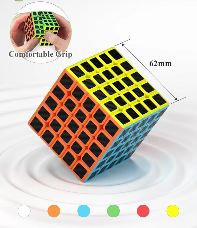 Qiyi 스피드 매직 큐브 탄소 섬유 스티커 퍼즐 큐브, 초보자 및 고급 사용자용, 5x5x5 피라미드