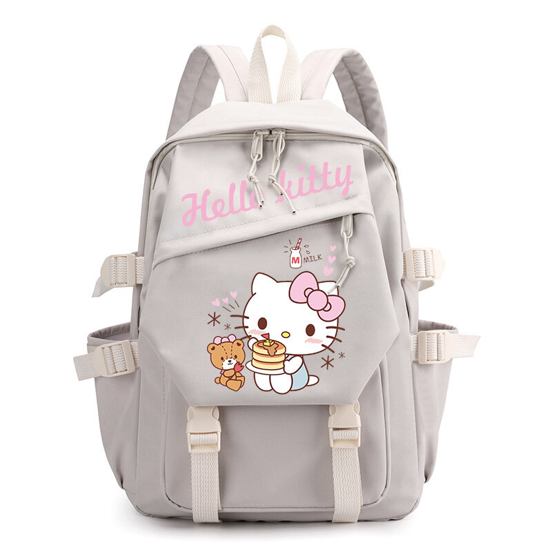 Sanrio tas punggung kanvas, tas sekolah motif kartun lucu ringan untuk pelajar, tas ransel kanvas komputer