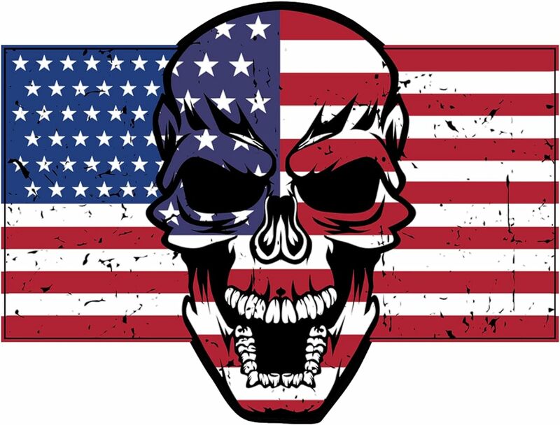 Skull American Flag Vinyl Decal - American Flag Bumper Sticker for Laptops Tumblers Windows Cars Trucks Walls