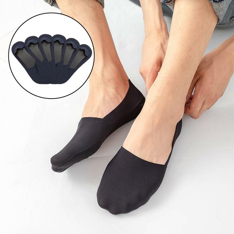 Breathable Men Invisible Boat Socks Summer No Show Ice Silk Socks 3 Pairs