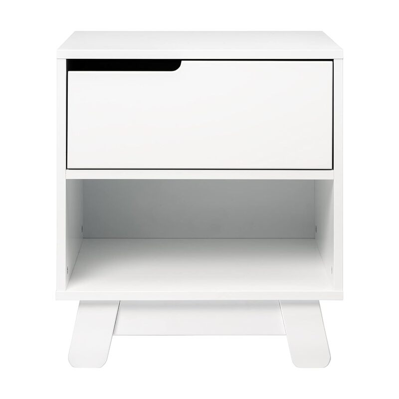Babyletto Hudson Nightstand with USB Port in White, 1 Drawer and Storage Cubby