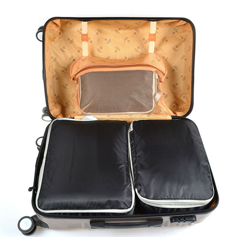 Набор из 3 предметов, компрессионная упаковка, сумка для хранения в путешествиях, водонепроницаемые переносные Кубы для чемоданов, нейлоновый органайзер для багажа с ручкой