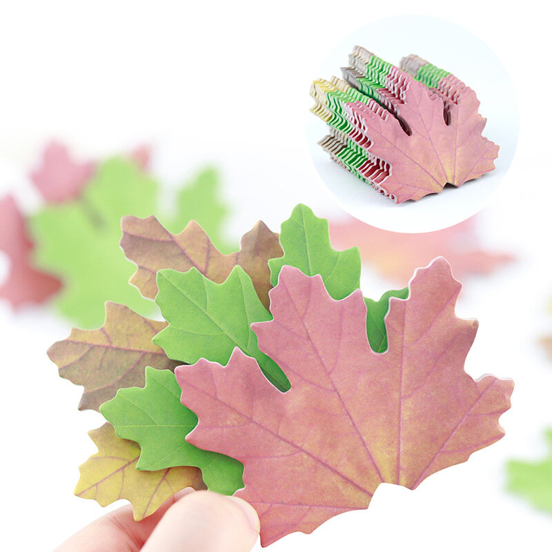 25 Sheets Cute Maple Leaf Sticky Notes Journaling Memo Pads Post Notepads Kawaii School Artistic Stationery Wholesale Index Tab