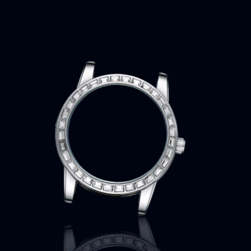Reloj clásico de oro de 18K para Hombre, de lujo, con diamantes completos, de cuarzo, de moda, de acero, CZ, Hip Hop