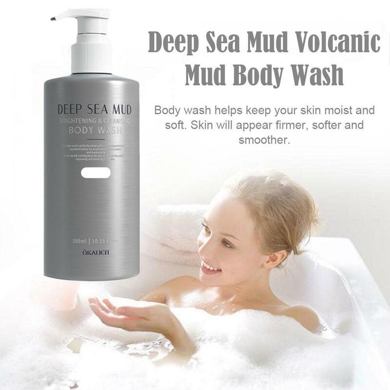 Gel de ducha de barro volcánico de aguas profundas, Gel de lavado corporal, blanqueamiento, Hidratante Corporal a largo plazo, 300ML