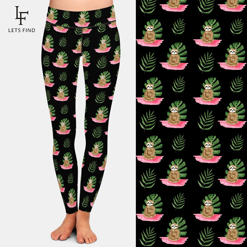 LETSFIND-Leggings con estampado de hojas tropicales para mujer, calzas de alta calidad, 3D, 2020