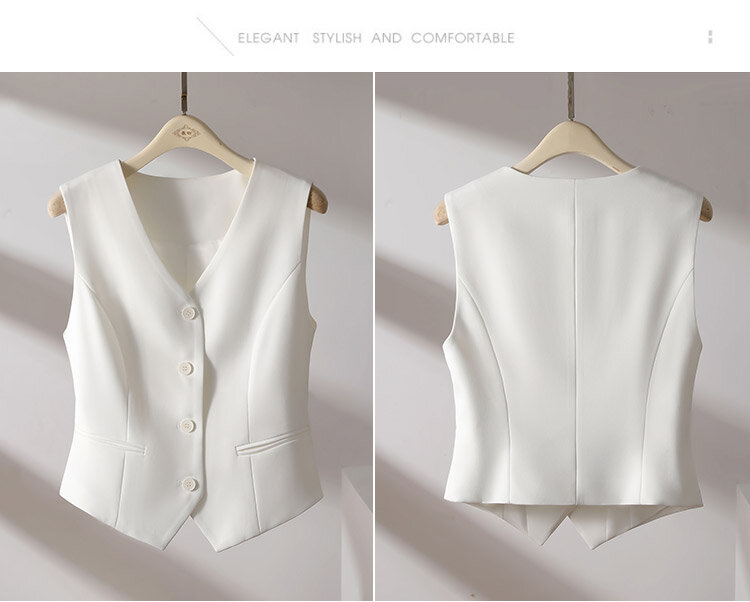 Chaleco de traje blanco para mujer, Chaqueta corta sin mangas, informal, ajustada, con cintura baja, a la moda, 2023