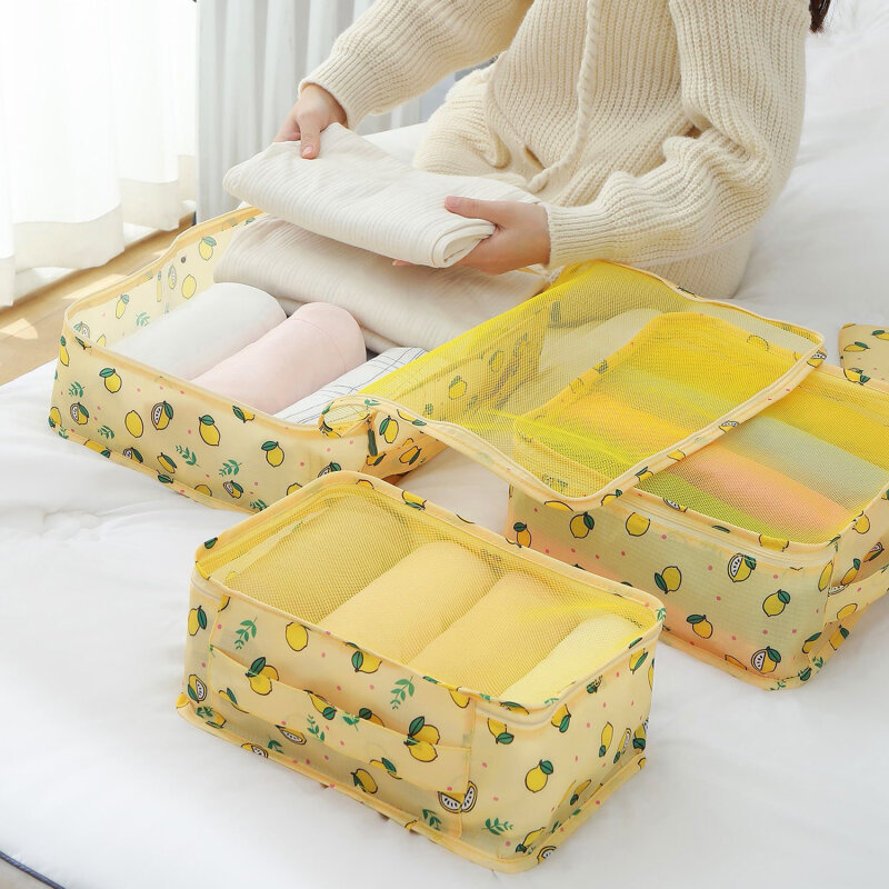 7 Stuks Reiskleding Opbergtas Ondergoed Sokken Verpakking Sorteertas Multifunctionele Nettas Bagage Organizer Etui