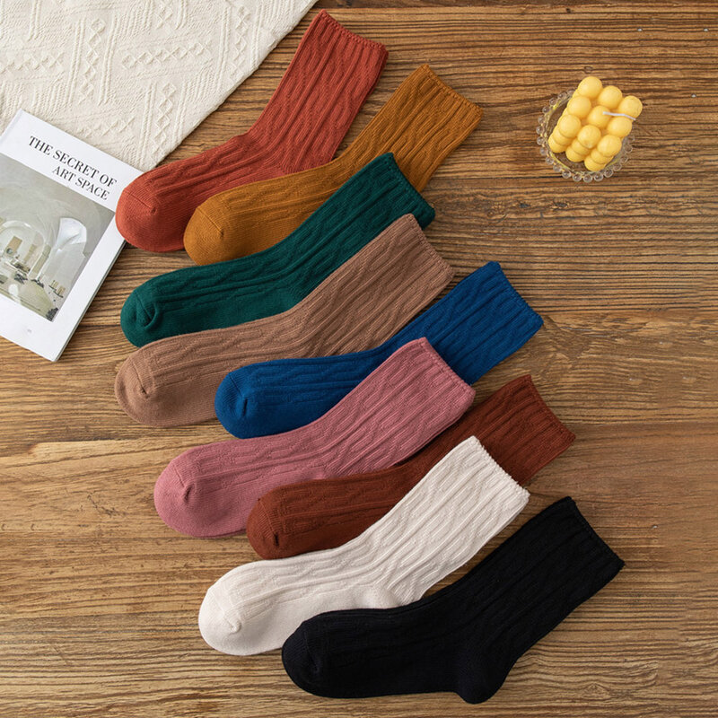 1 Vintage Nguyên Chất Màu SọC XoắN Tất Len Nữ Giữ Ấm Tất Bông Tai Kẹp MÙA ĐÔNG SỌC Kniting Xoắn Dày sock