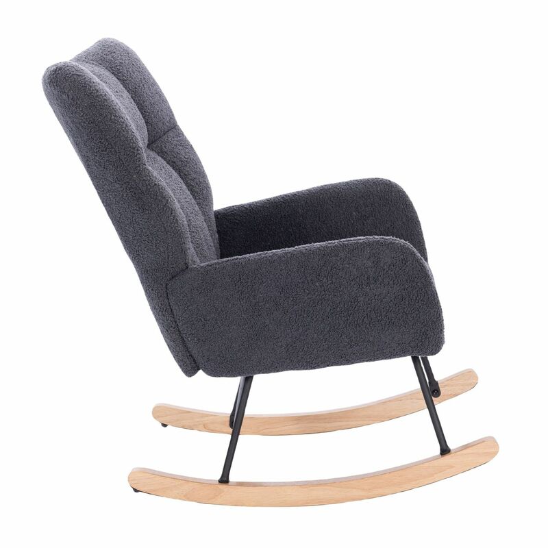 Teddy solutions.com-Chaise à bascule pour pépinière gris foncé, ajout parfait à votre salon ou chambre à coucher! Profitez du confort et du style