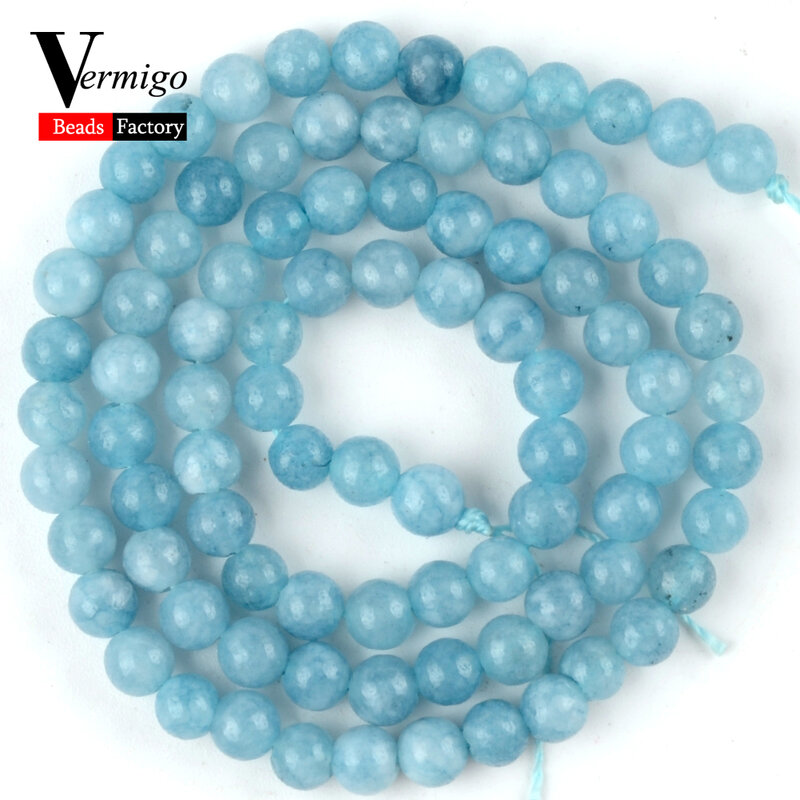 Wholesale Natural Stone Beads Aquamarines Round Spacer Loose Beads Diy Bracelet For Jewelry Making 4-12mm Pick Size 15inches