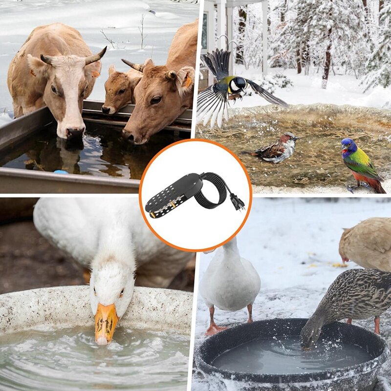Calentador de agua sumergible para pollos, desicador de agua para aves de corral, enchufe estadounidense