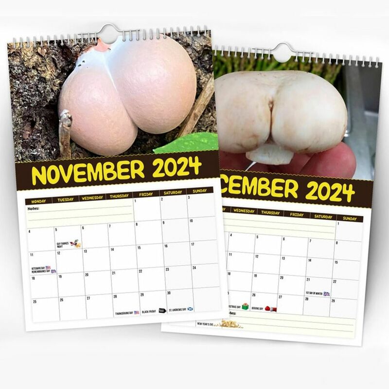 New Year's Gifts 2024 World's Greatest Mushrooms Calendar Gift Paper Wall Calendar Wall Decor Time Planning Hanging Calendar