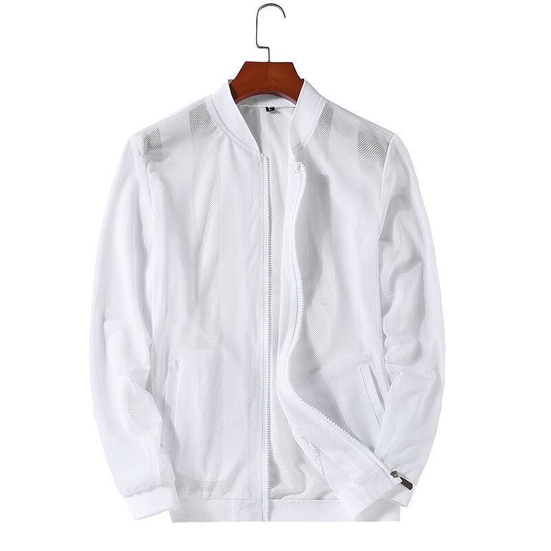 Jaqueta ultra fina de seda gelada para homens, gola alta, jaqueta resistente a UV, roupas com protetor solar, estudante, verão, alta qualidade
