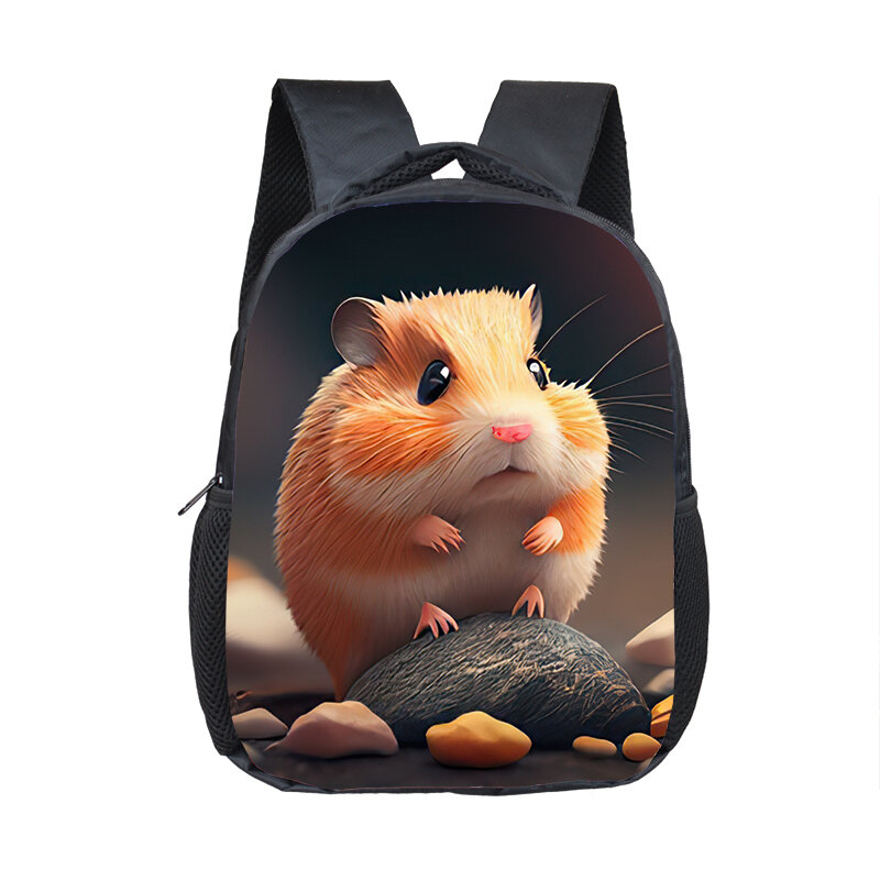 Cartoon Hamster / Pet Guinea Pig Print Backpack for 3-6 Years Old Kids Schoolbags Boy Girl Kindergarten Baby Toddler Bookbag