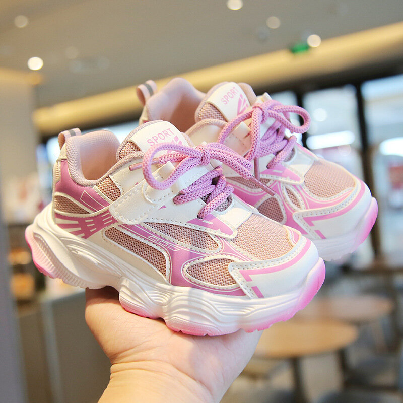 Детская спортивная обувь, весна-осень 2024, кроссовки для девочек, сетчатые дышащие детские кроссовки для мальчиков, Белая обувь для больших детей, кроссовки для бега
