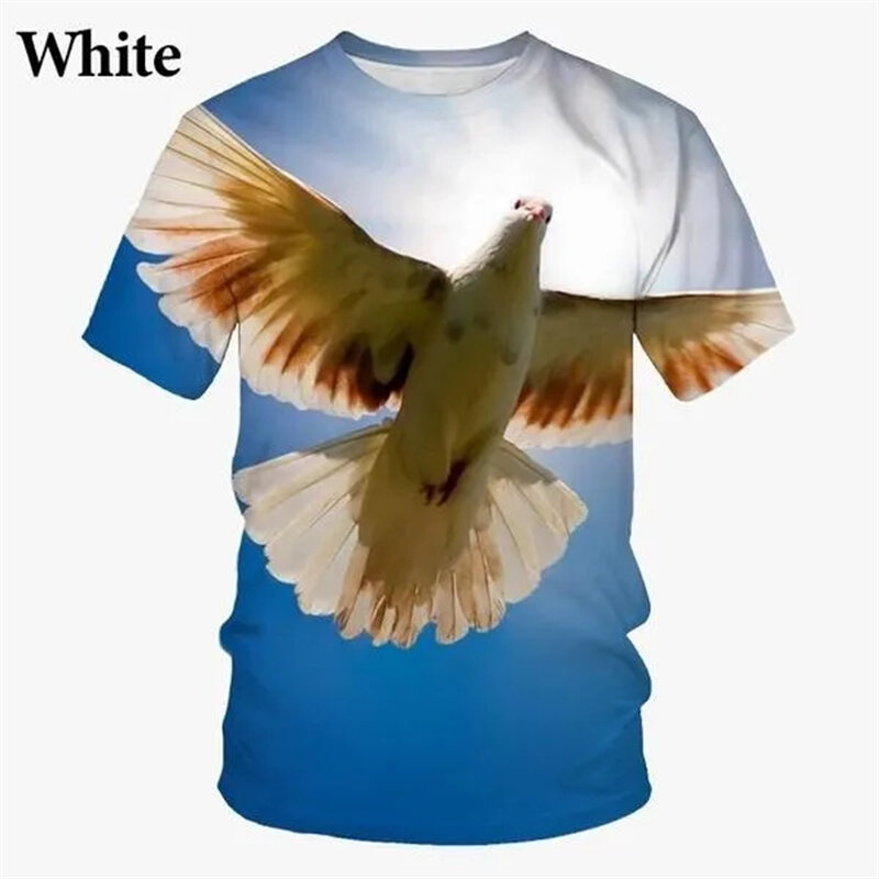 Dove Pattern Animel 3d Graphic T Shirts For Men Women Clothing Casual Fashion Short Sleeve Streetwear Loose Comfortable Top