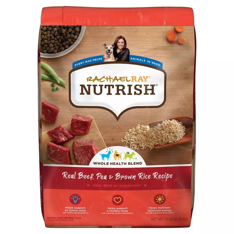 Rachael Ray Nutrish makanan anjing kering resep beras, kacang polong & coklat, 14 lb. Tas