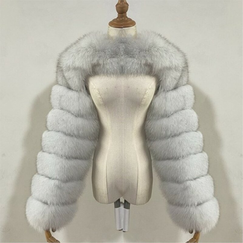 SUSOLA-abrigo de piel de zorro de imitación para mujer, Chaqueta corta de visón cálida de manga larga, peludo Top, tendencia de invierno, alta calidad