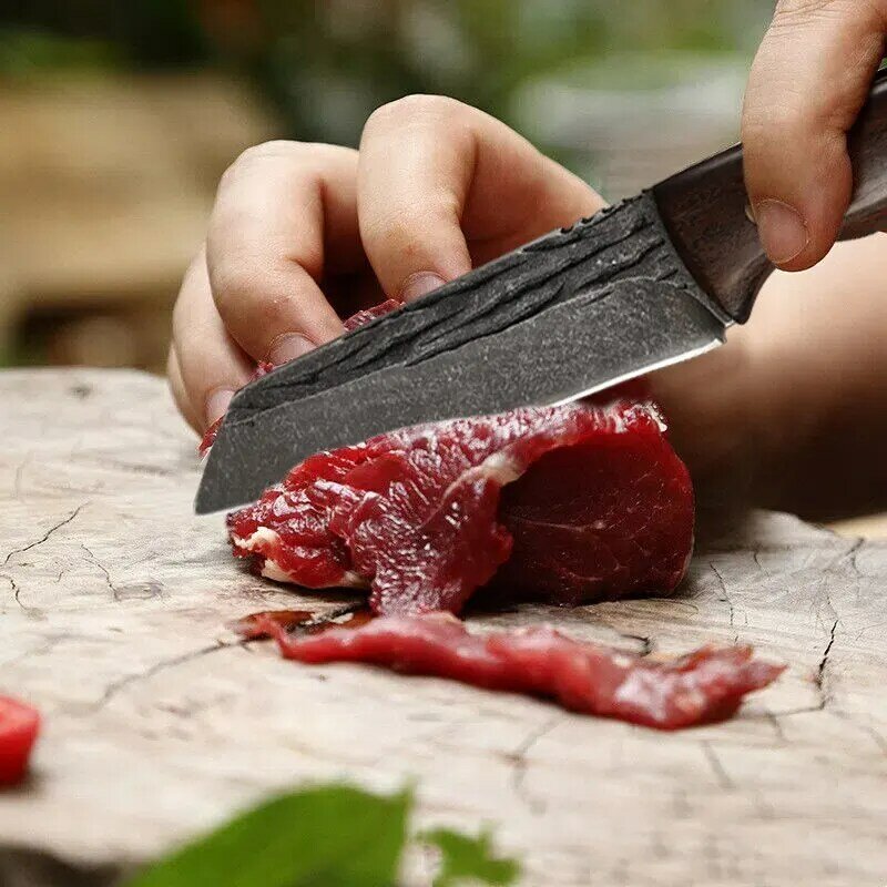 Couteaux de chef de cuisine en acier inoxydable forgé à la main, couteaux à désosser, couteau de pêche, couteau de boucher à viande, couteau opaque