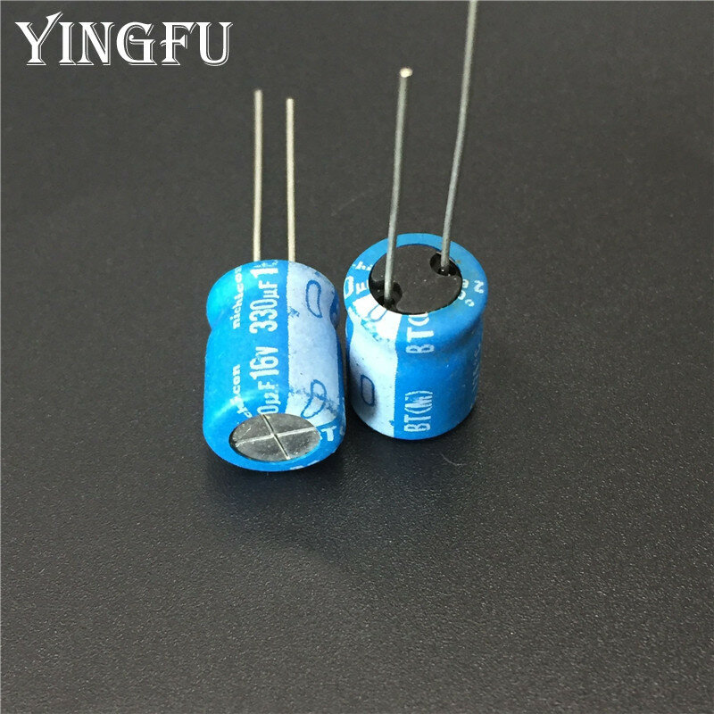 Nichicon-capacitor eletrolítico série bt, 330uf, 16v, 12.5mm, alta confiabilidade, 5 peças