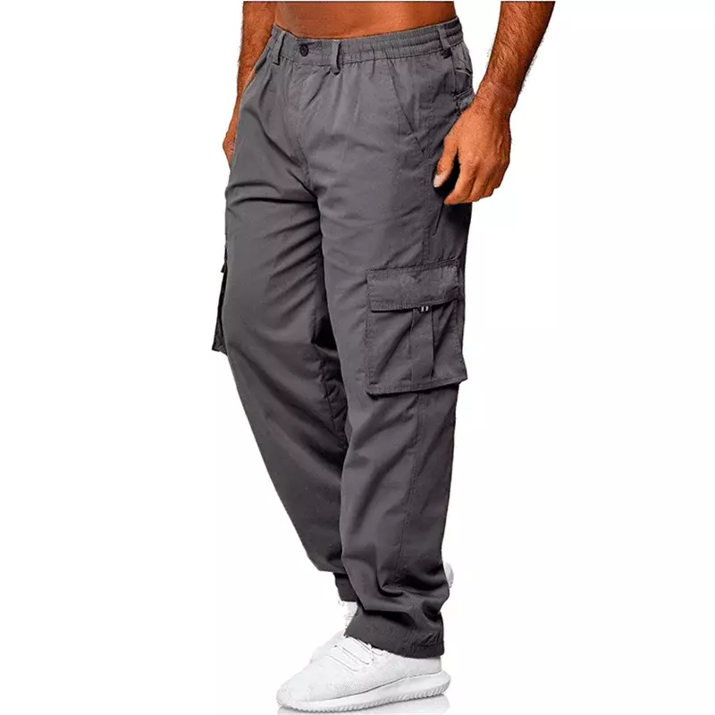 Cargo Pants Men Streetwear Hip Hop Pants Elastic Waist Harem Ankle Length Trousers Black Harajuku Casual Pocket Unisex Pants