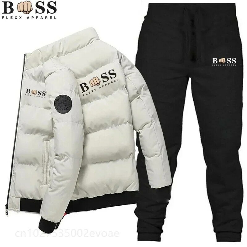 남성용 따뜻한 방풍 하이 퀄리티 폴리에스테르 지퍼 재킷 및 바지, 한국 BSS FLEXX 의류, 2-p 패션, 2023 겨울 신상