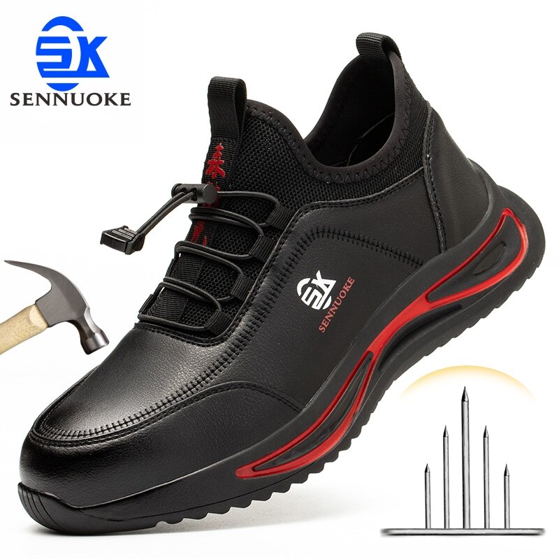 男性用の耐衝撃性と防水性の鋼のつま先の安全靴,工業用ブーツ,足の保護,送料無料