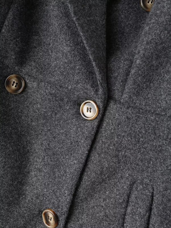 Chaqueta de lana de doble botonadura para mujer, abrigo Vintage de manga larga con bolsillos, prendas de vestir exteriores elegantes, estilo largo a la moda, novedad de 2023