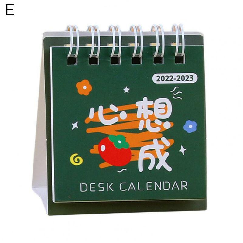 Pagina liscia che gira Fine fattura 2023 Mini calendario da tavolo per cartoni animati per uso domestico per camera da letto