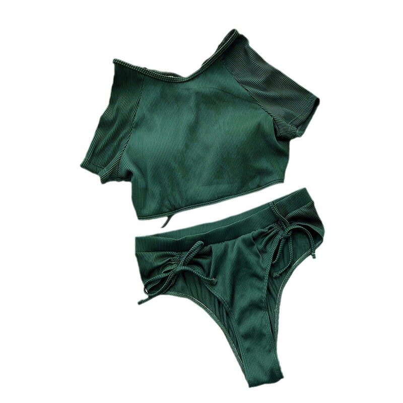 Сексуальное бикини с высокой талией 2024, женский купальник, зеленый купальник, Женский комплект бикини со стрингами, женский купальный костюм, пляжная одежда, бикини на шнуровке
