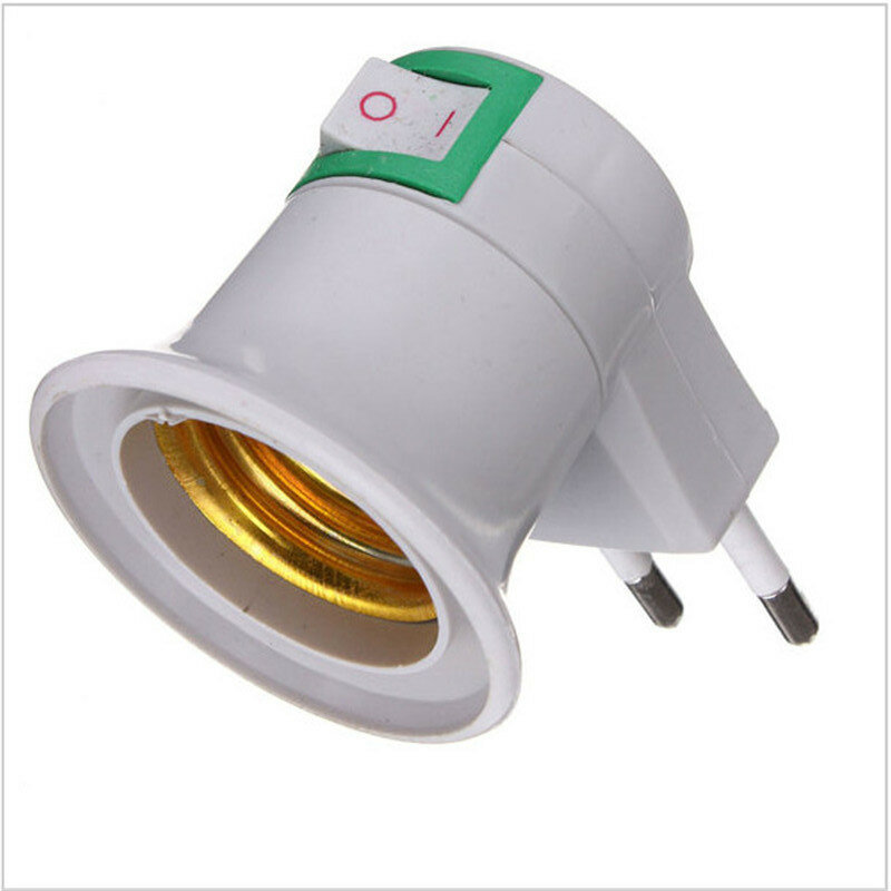 Enchufe de luz LED E27 blanco práctico a adaptador de soporte de enchufe de la UE, convertidor de encendido/apagado para lámpara de bombilla, Venta caliente, 1PC