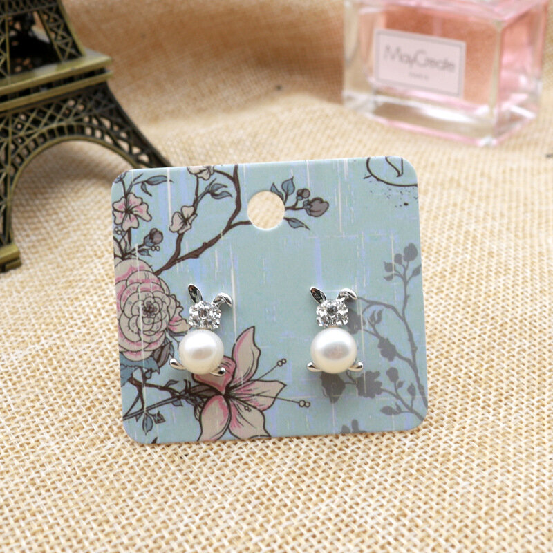 50 pz 5x4.3cm modello di fiore orecchini carta pacchetto di carta per gioielli fai da te orecchino collana con perno carta Kraft fatta a mano