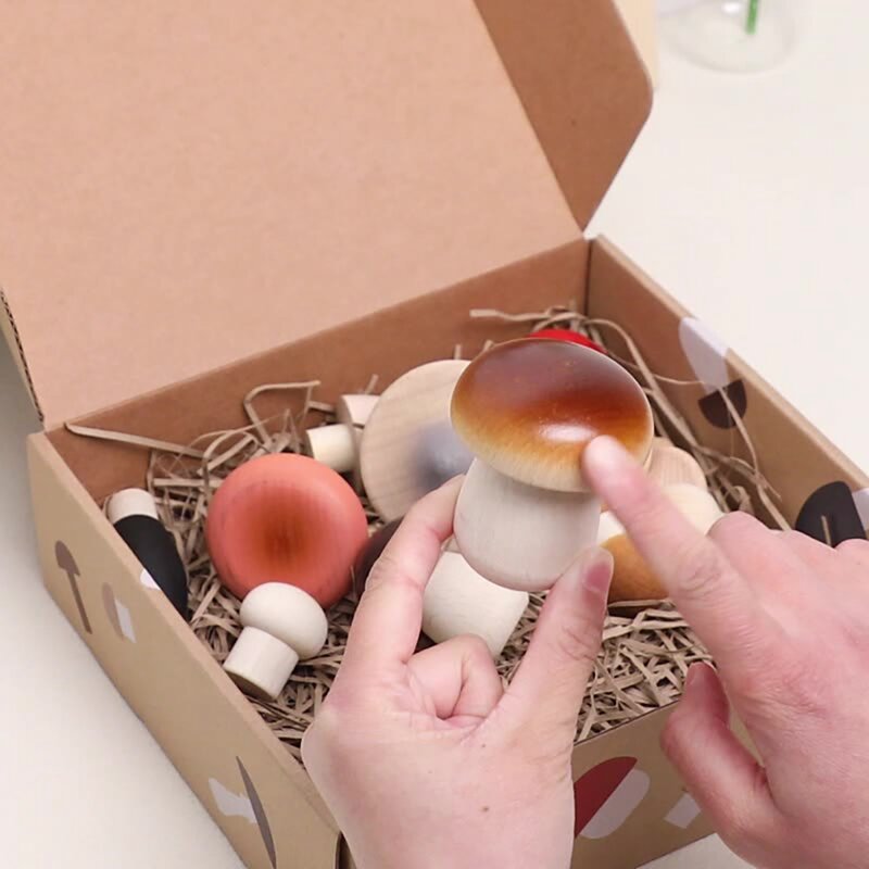14Pcs Wooden Mushroom Set Natural Unfinished Mushroom DIY Toy Dolls Ornament Handmade Kids Toy-Drop Ship