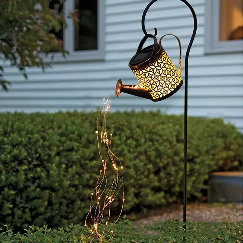 Rega movido a energia solar pode polvilhar fada chuveiro impermeável arte LED luz lanterna ao ar livre gramado pátio jardim decoração lâmpada