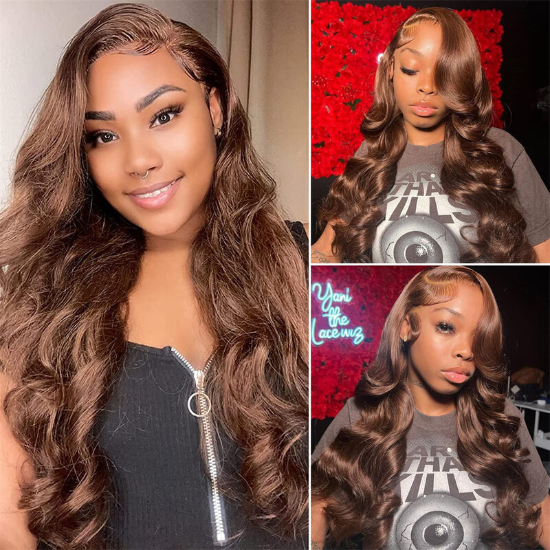 Brown Body Wave 13x6 Hd Lace Front Human Hair Wigs For Women #4 Colored Chocolate Brown Wig 13x4 HD Lace Frontal Wigs Human Hair