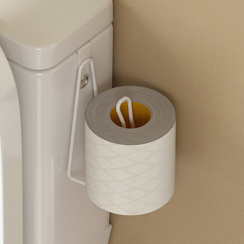 Toilet Paper Towel Holder Wall Mounted Bathroom Paper Towel Holder Cabinet Door Hooks No Punch Iron Art Tissue Rack