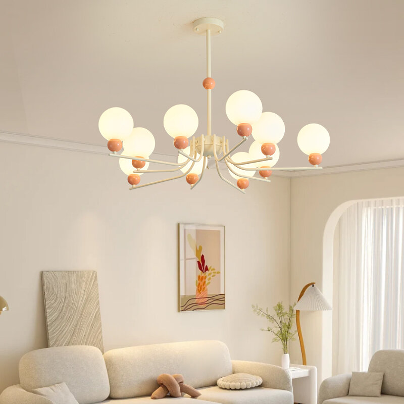 Современная простая Потолочная люстра для гостиной, светодиодный светильник для спальни, столовой, креативная кремовая люстра в скандинавском стиле, домашний декор, осветительная лампа
