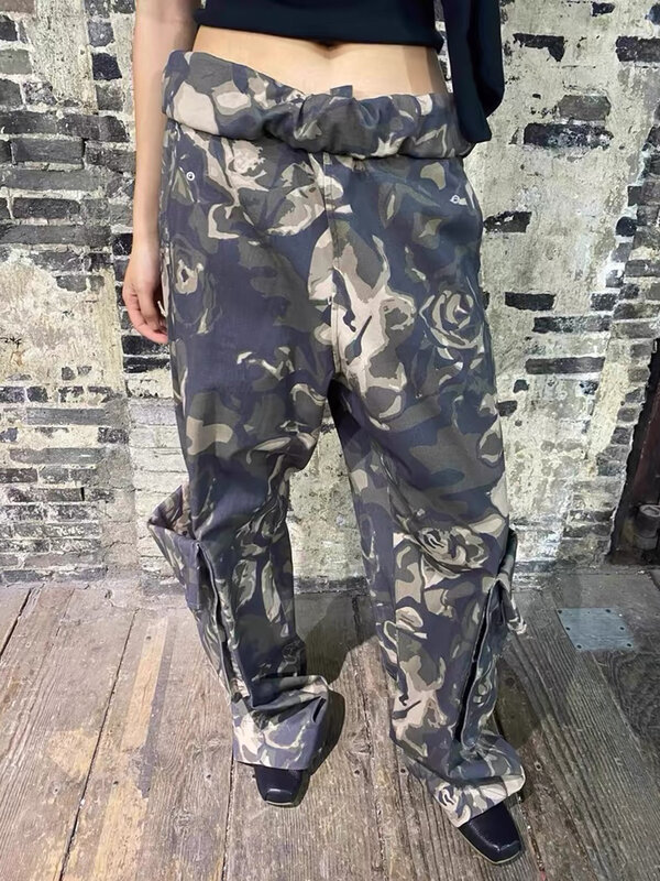 Weekeep Grunge Tie Dye Loose Cargo Pants y2k Streetwear Baggy Low Rise Big Pocket Sweatpants Korean Fashion Trouser Harajuku 90s