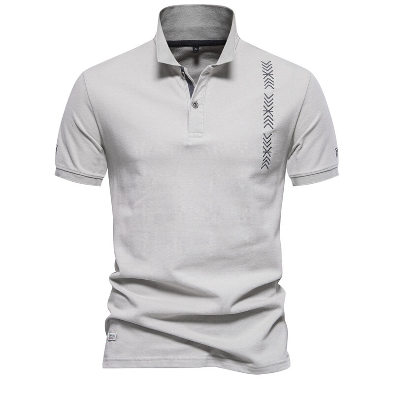 Camisa polo de algodão respirável masculina, camisas de manga curta, bordados, moda casual, de alta qualidade, verão