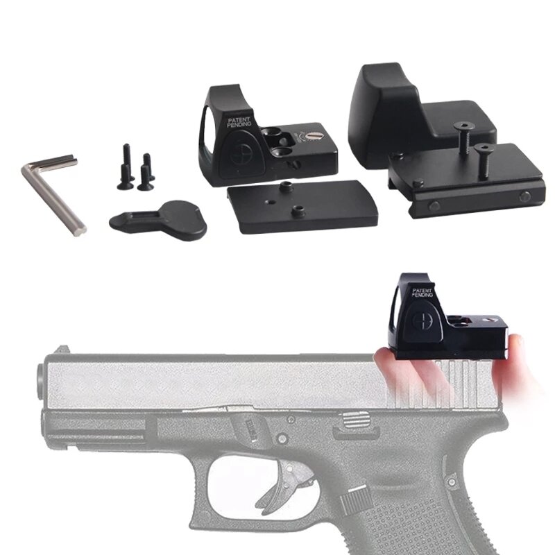 Mini mira reflectora de punto rojo, adecuada para Glock, 20mm, Picatinny, caza, 2 unidades