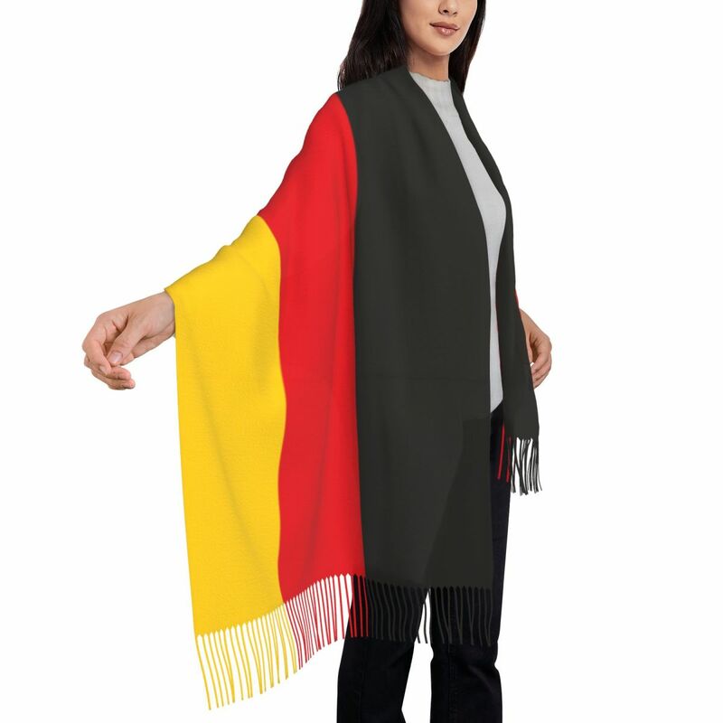 Bufanda con flecos de la bandera de Alemania para mujer, chales patrióticos alemanes suaves, bufandas de invierno y otoño