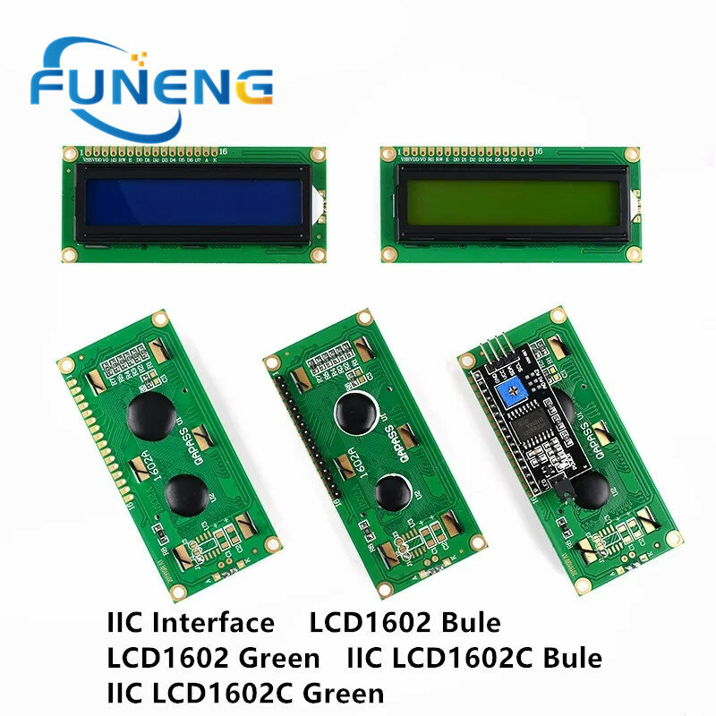 LCD1602 1602 LCD 모듈, 블루, 옐로우, 그린 스크린, 16x2 문자 LCD 디스플레이, PCF8574T, PCF8574, IIC I2C 인터페이스, 5V, Arduino