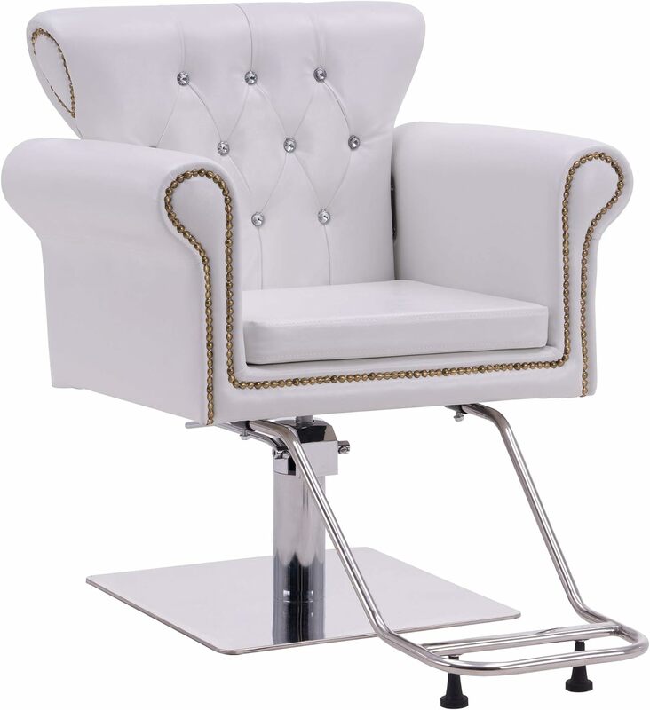 BarberPub Classic Styling Salon Chair for Hair Stylist Antique Hydraulic Barber Chair Beauty Spa Equipment 8899 White