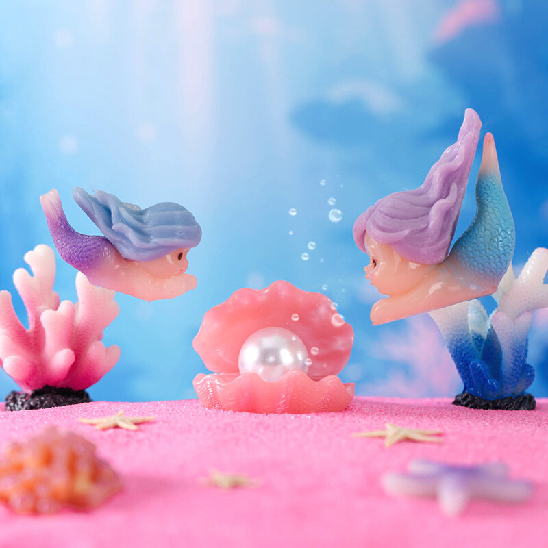 1pcs Cute Micro Landscape Colorful Artificial Coral Mermaid Resin Ornaments For Fish Tank Aquarium Home Decorations Accessories