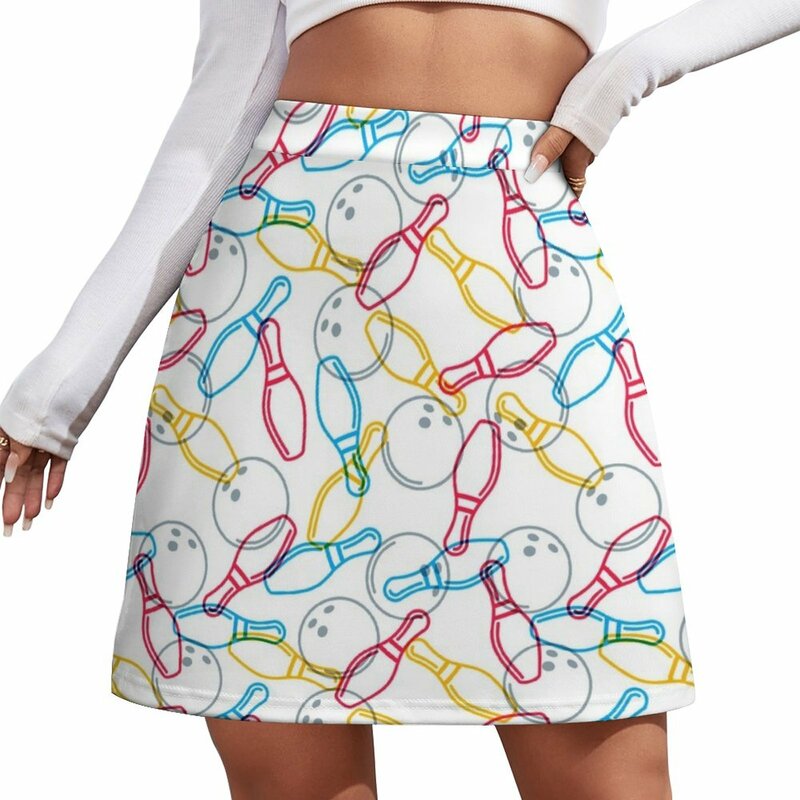 Minifalda con estampado de Bowling para mujer, ropa de repuesto con estampado de equipo de liga, novedad