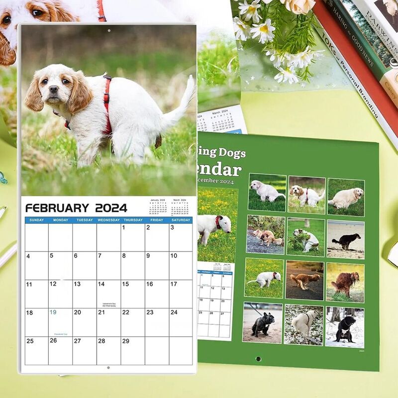 壁掛けカレンダー壁の装飾、楽しい紙時間計画、犬の輝きカレンダー、面白い机の装飾、新年の贈り物
