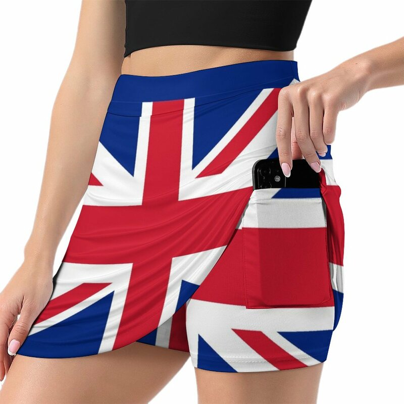 Mini saia para mulheres, Union Jack 1960s, o melhor da bandeira britânica, calça à prova de luz, mini saia, roupa Kpop